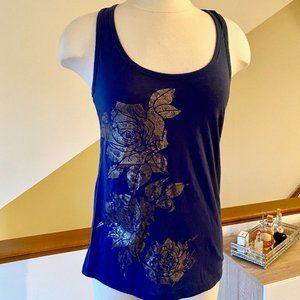 *3/$20* Blue Racerback Top w/ Silver Flower Design
